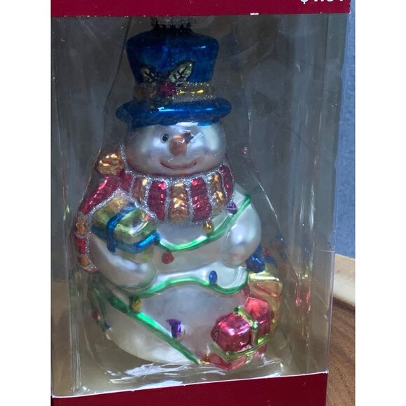 Holiday Time Glass Ornaments - Santa & Snowman Set - Festive Xmas Tree Decor - Picture 3 of 9